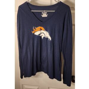 Fanatics Denver Broncos Long Sleeve Tee Womens XXL Navy Logo Shirt